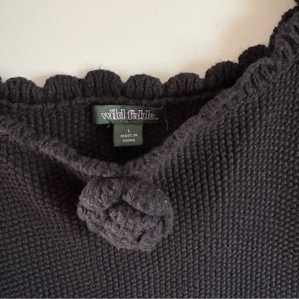 Wild Fable Women's L Rosette Motif Sweater Knit Sleeveless Black Mini Dress Y2K - Picture 4 of 10